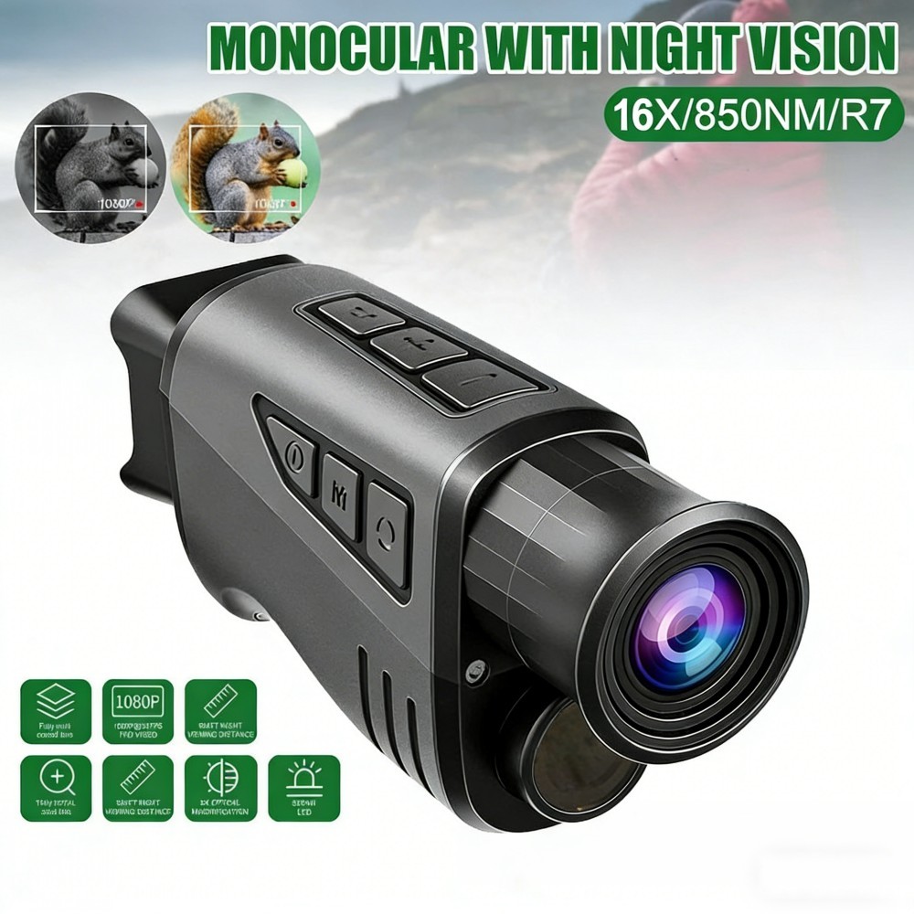 1080P Night Vision Monocular Digital Infrared Monocular Telescope 12MP 16X Zoom