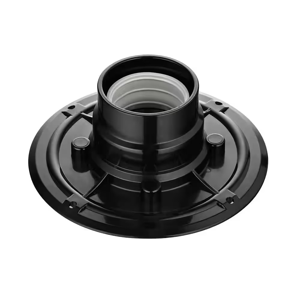 2 In. Matte Black ABS Shower Drain Base Flange Height Adjustable without Rubber