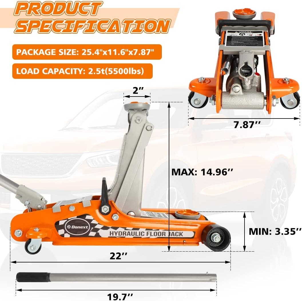 2.5 Ton Steel Floor Jack Low Profile Hydraulic Racing Floor Jack W/ Single