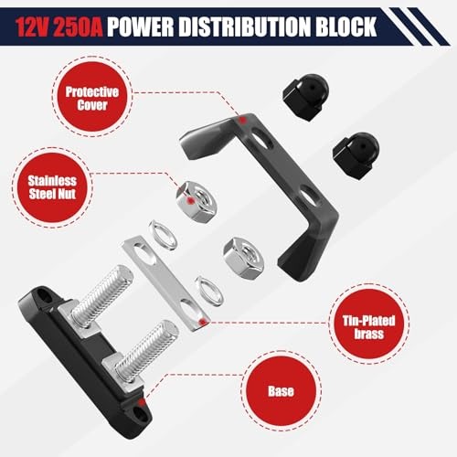 Bus Bar Distribution Block 12V 250A Dual Stud