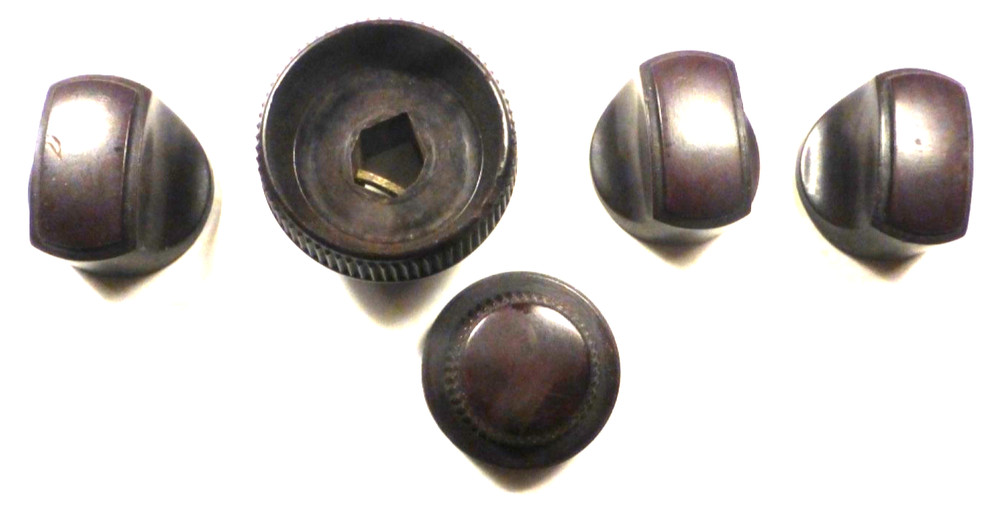 vintage RCA C7-6 CONSOLE: SET OF 4 BAKELITE PUSH-ON KNOBS one double-decker