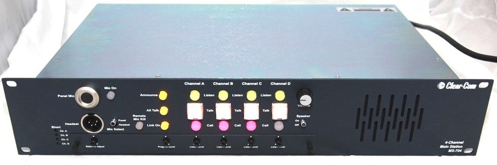 Clear-Com Clearcom 4CH 4 Channel Headset Main Station MS-704 Intercom Base 2RU