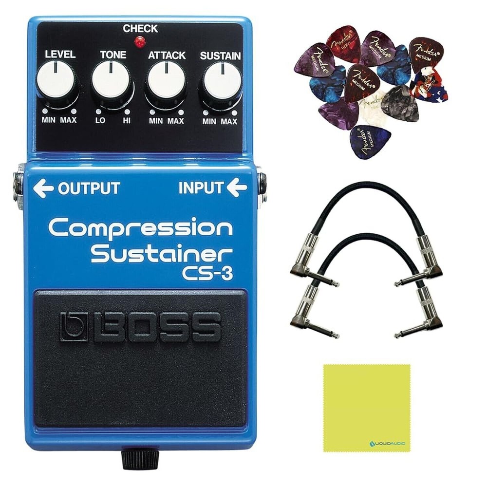 Boss CS-3 Compression Sustainer Pedal Bundle w/2x Strukture S6P48 Woven Right...