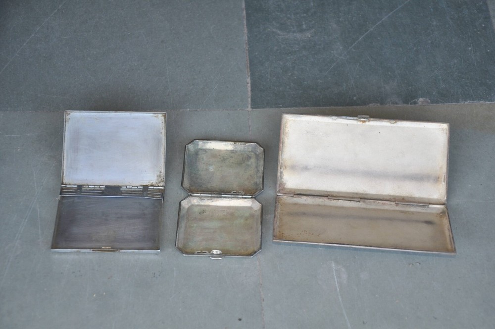 3 Pc Vintage Brass Fine Engraved Different Cigarette Box/Case