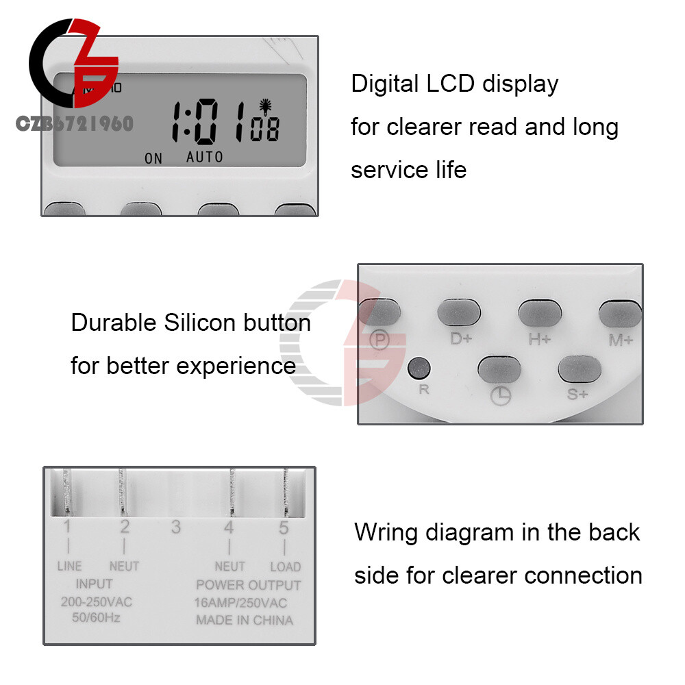 DC 12V 24V AC 110V CN101S Timer Switch Controller Automatic Cycle Timing Switch