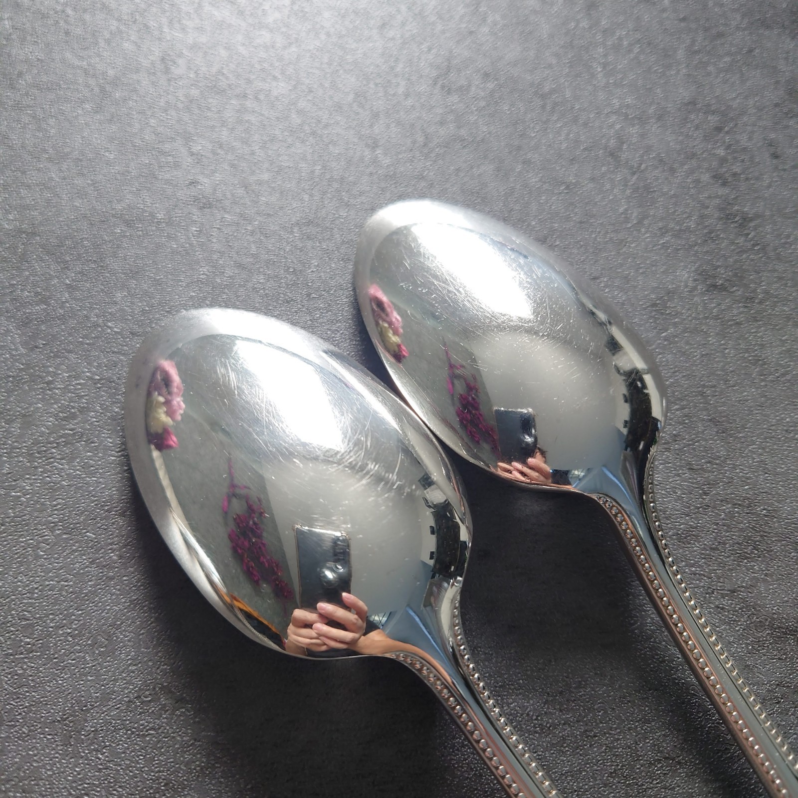 Christofle Perles 10pcs Silverplate Flatware Standard Knife Fork Spoon Very Good