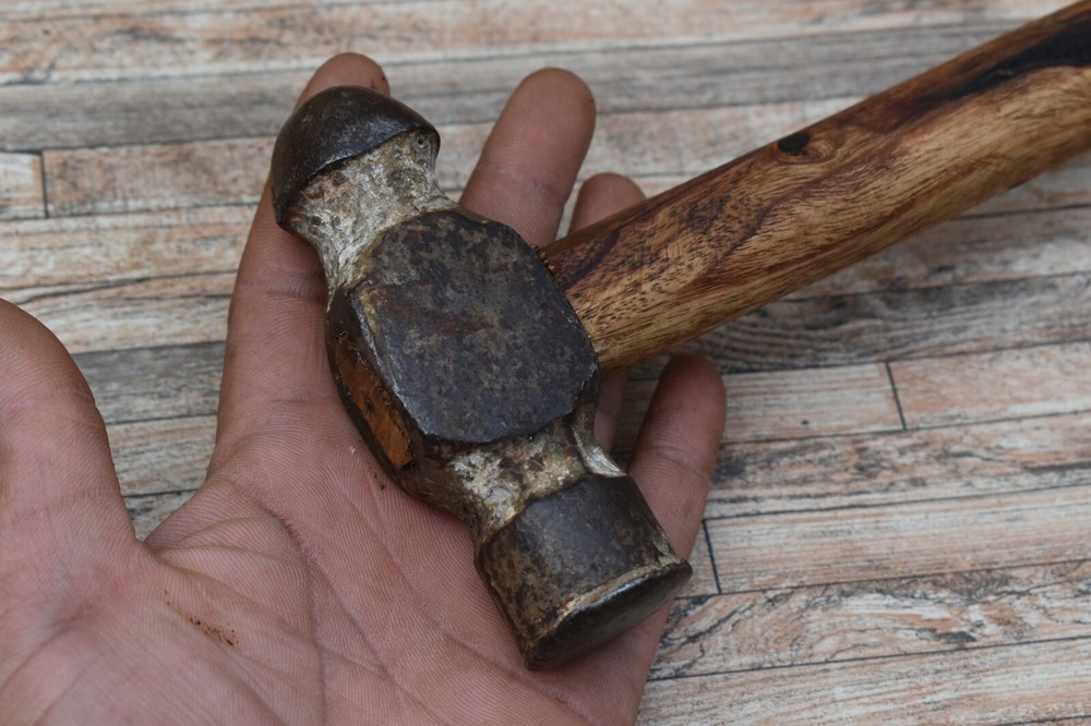 Used Iron Blacksmith Hammer Silversmith Carpentry Work Round Head Hammer Tool