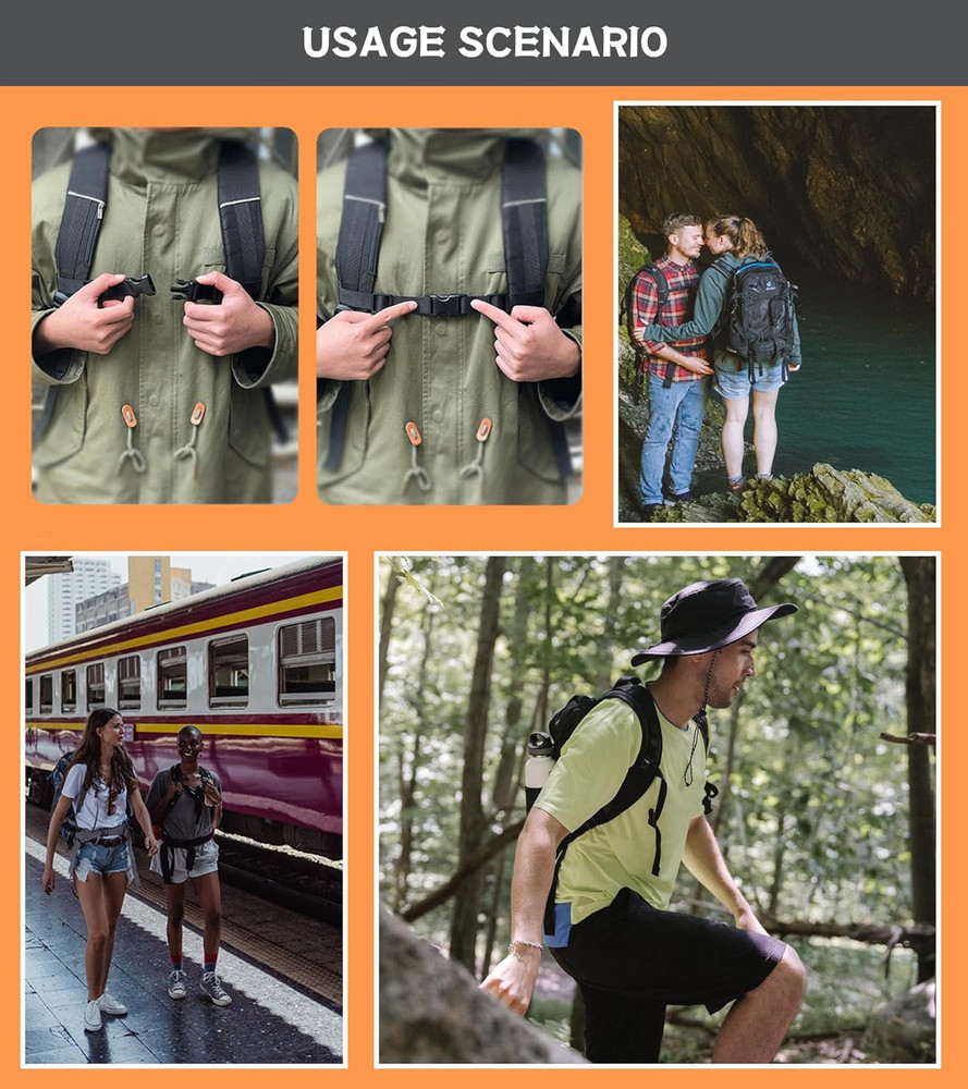 Backpack Chest Strap 2Pcs Heavy Duty Adjustable Backpack Sternum Strap Chest Bel