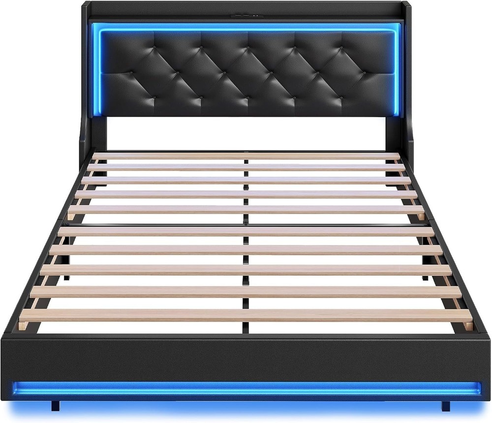 Queen Bed Frame with Headboard Upholstered Bed Frame Metal Platform Frame