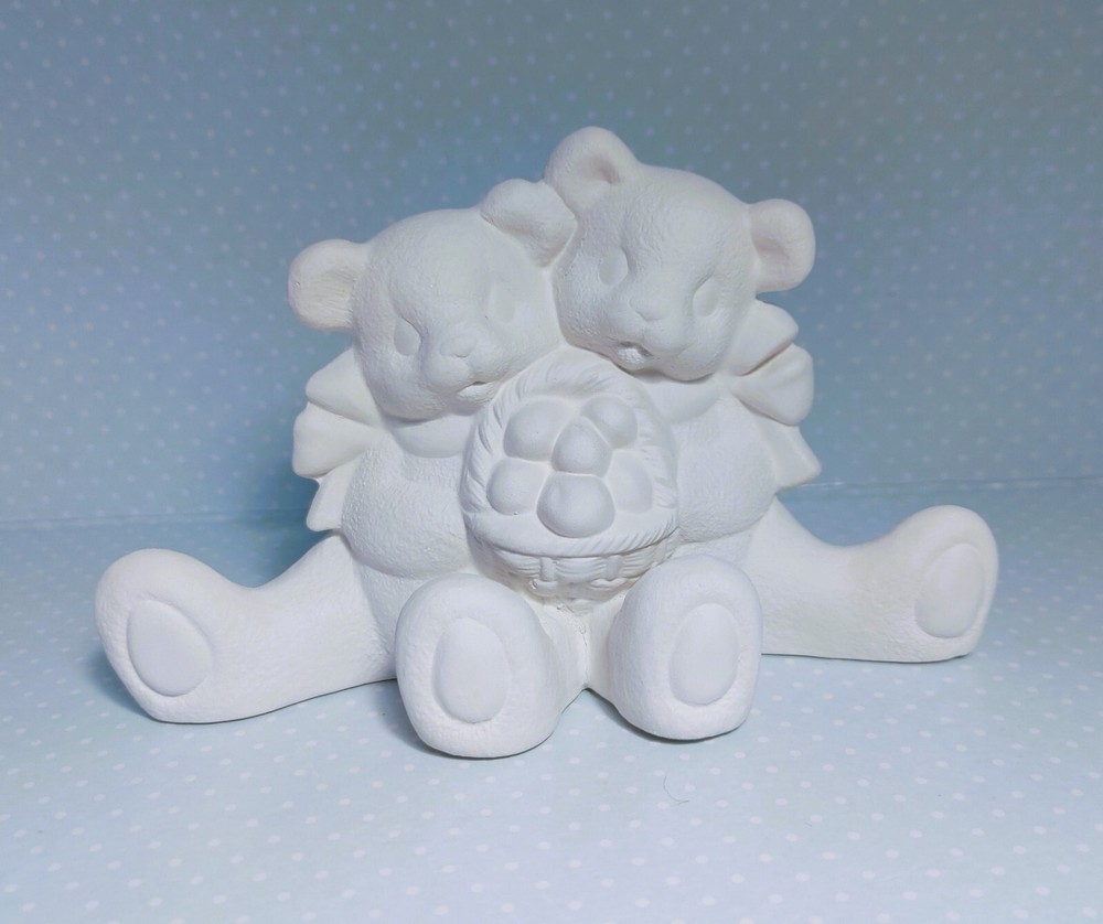 Bear Couple with Easter Eggs ~ Ceramic Bisque Ready to Paint