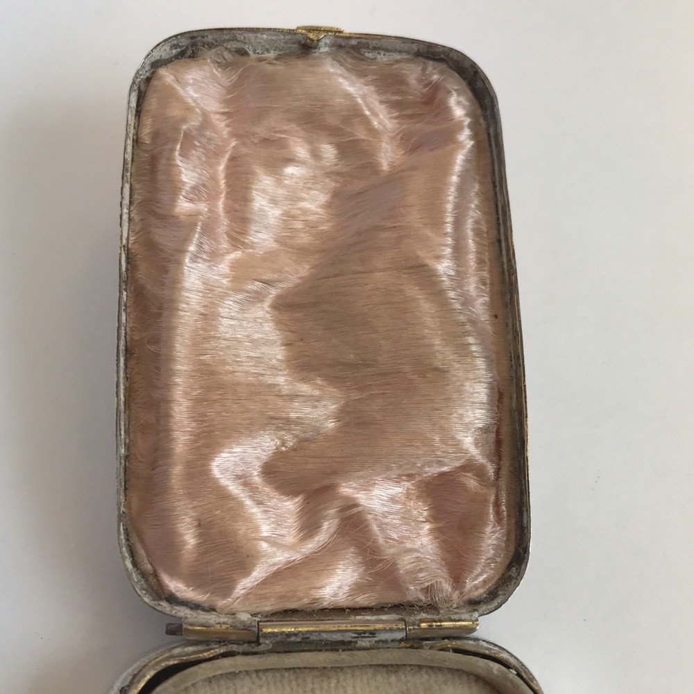 Antique Chinese Solid Silver Ring / Trinket Box Unidentified Marks 6cm X 4cm
