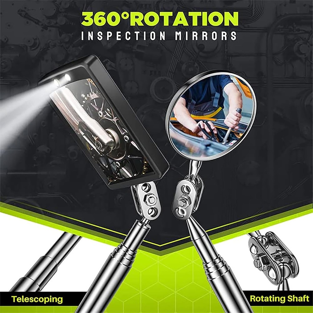 Telescoping Magnetic Pickup Tool Set, Inspection Mirror Telescoping, LED Flashli