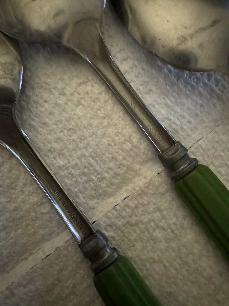 Vintage Butterscotch Red Two Tone Bakelite Handle Flatware 11 Piece