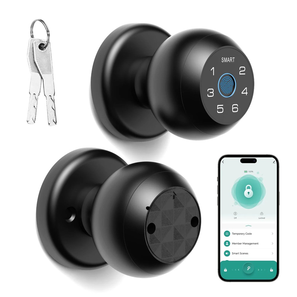 Ball-Shaped Smart Lock Fingerprint App-Controlled Passcode ElectronicTouchscreen