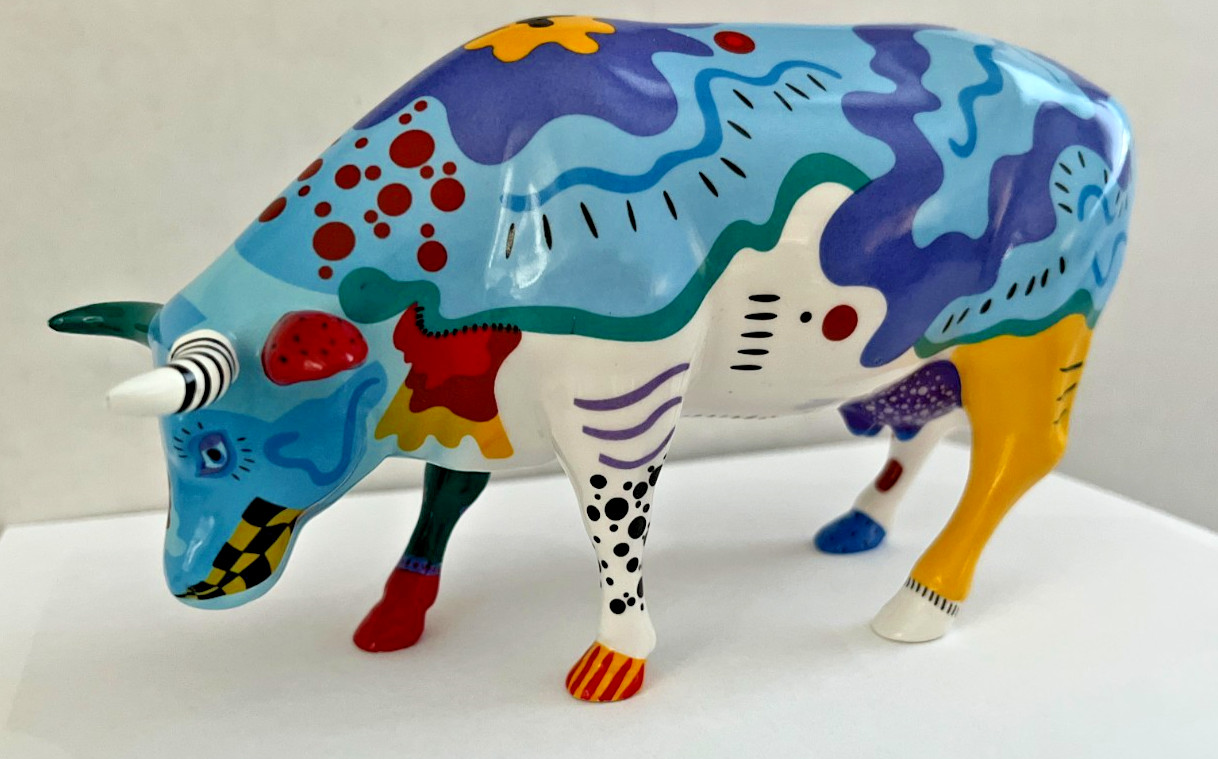 Cow Parade "Cow Doodle" Cow Ceramic Figurine #9194 Vintage Retired 2001