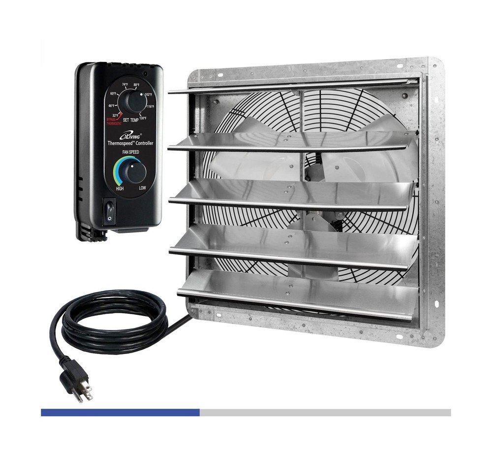 ILIVING 20" Wall Mounted Shutter Exhaust Fan, Automatic Shutter, with Thermos...