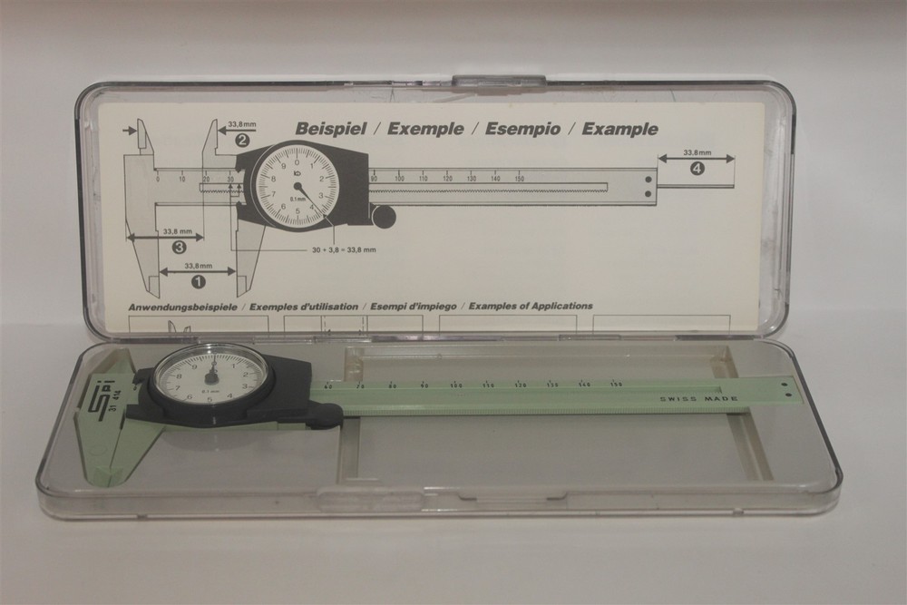 SPI 31 414 PLASTIC 6" CALIPER WITH CASE & INSTRUCTIONS