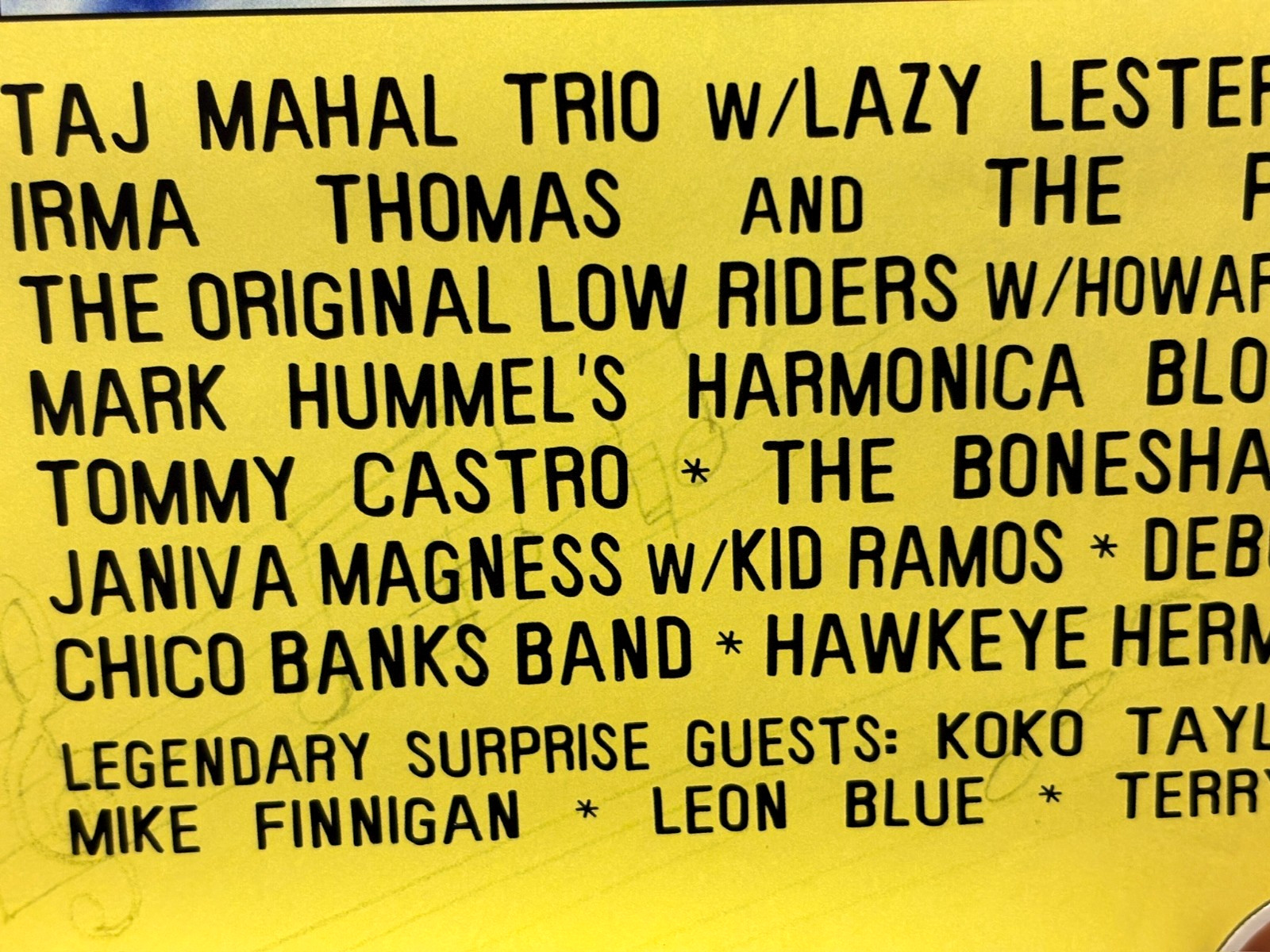 Blues Cruise Poster AUTOGRAPHED Blues Musicians TAJ MAHAL,Majic Dick + 22X28"