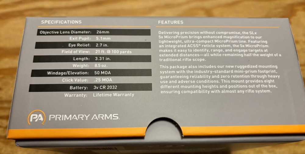 Primary Arms SLX 5x Micro Prism Scope