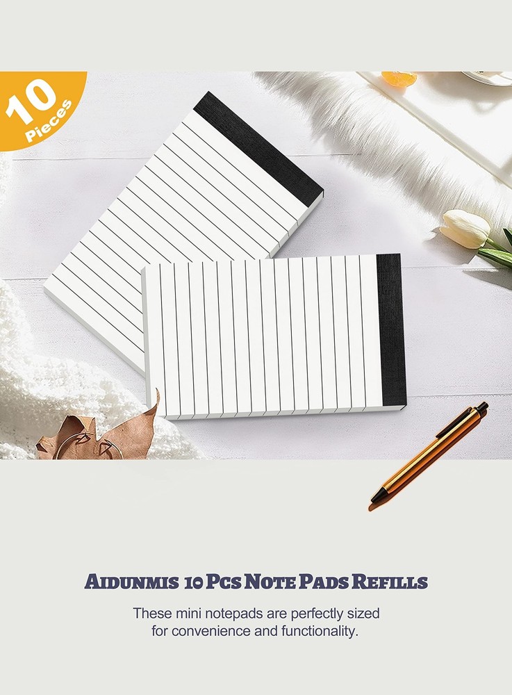 10 Pack Small Note Pads 3x5 Lined Writing Mini 3 x 5 Inch, White