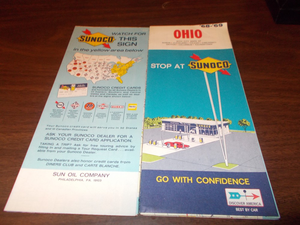 1968-69 Sunoco OHIO Vintage Road Map