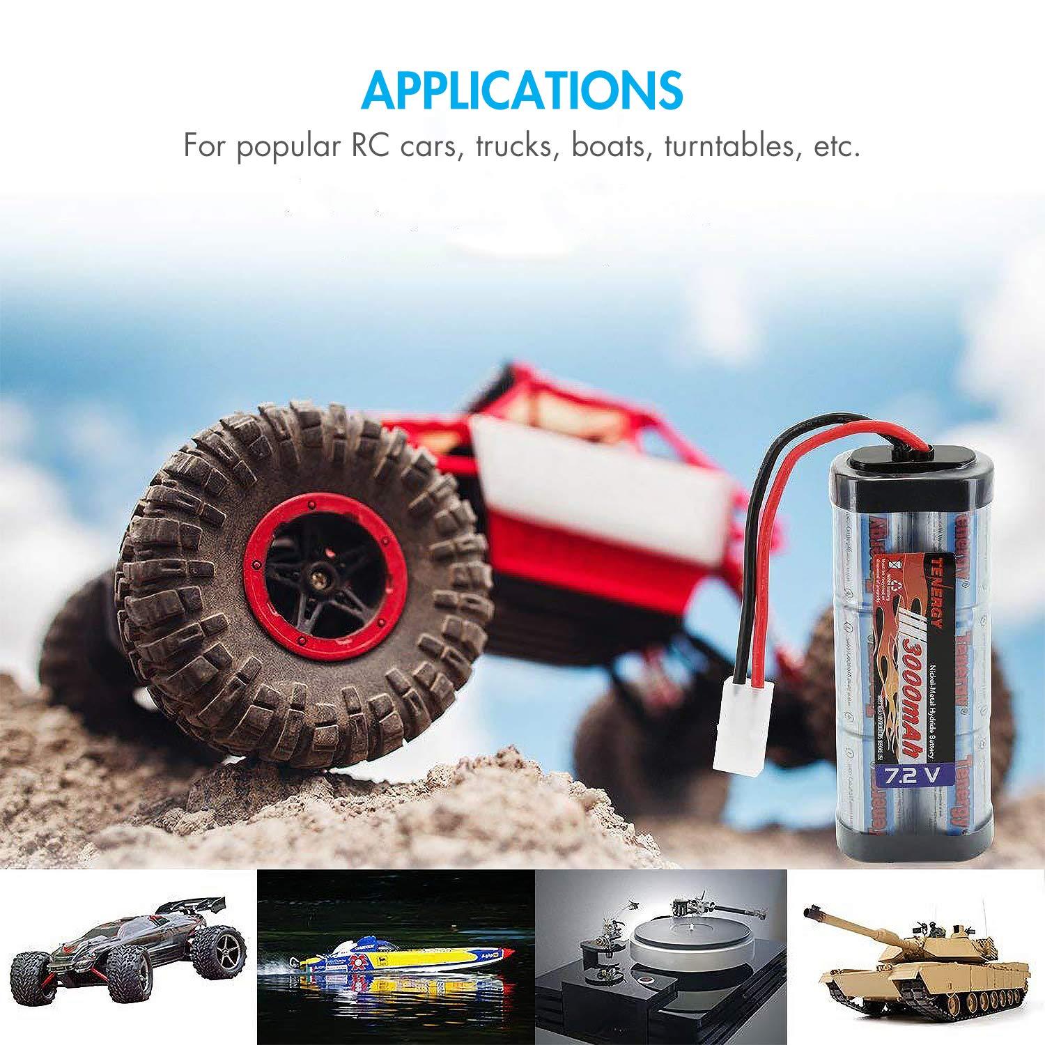 Tenergy 7.2V High Capacity 3000mAh Flat NiMH Battery Packs for RC Car w/ Tamiya