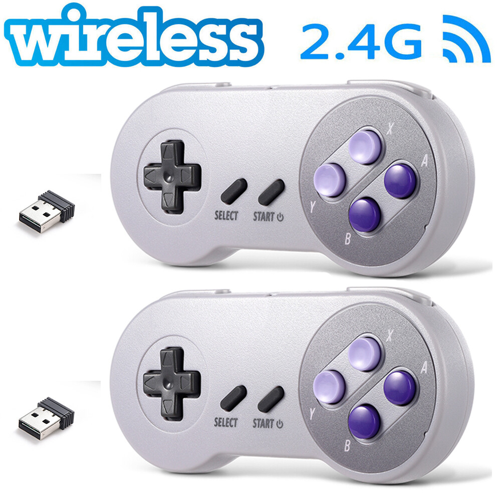2x Wireless Classic USB SNES Controller Joypad For PC / MAC Super Nintendo Games