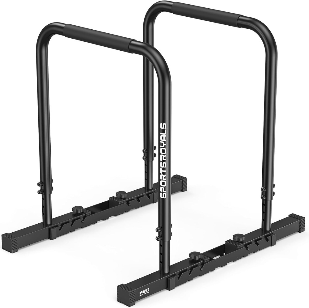 Adjustable Dip Bar Station, Heavy Duty Parallette & Parallel Bars, 400LBS Stable