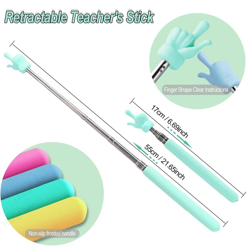 HungGato 4PCS Retractable Teacher Pointer for Classroom Kids Reading, Multi
