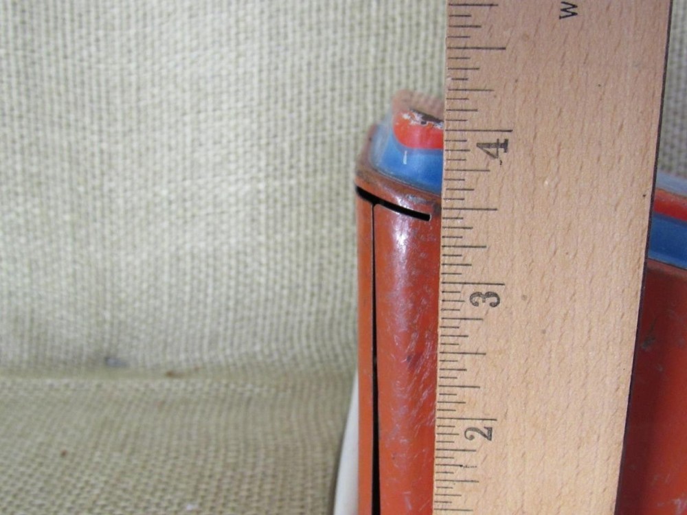 Vintage 40s Working Tin Litho Wolverine Adding Machine Hand Pull Dial Calculator