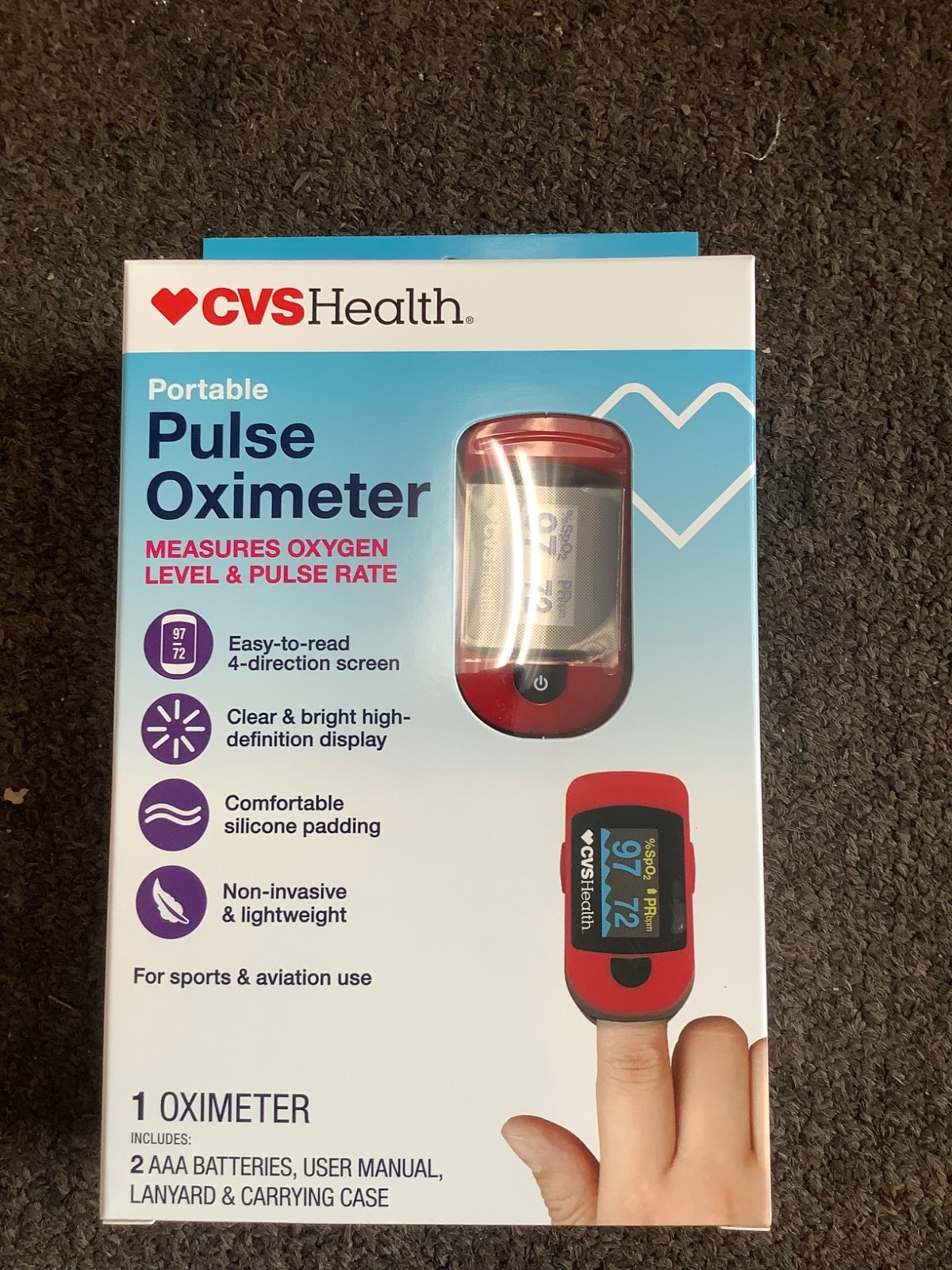 Portable Pulse Oximeter Measures Oxygen Level and Pulse Rate CVS Health new