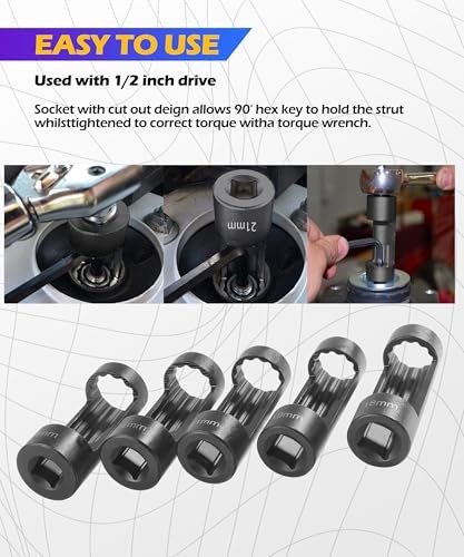 5PCS Strut Nut Socket,18MM 19MM 21MM 22MM 24MM Strut Nut Socket,Car