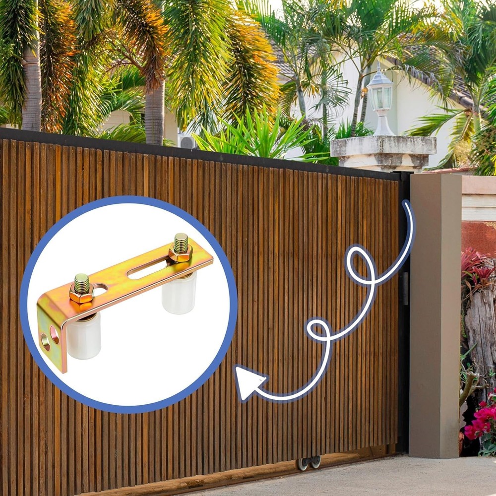 4 Pack Slide Gate Guide Roller Adjustable Dual Nylon Rollers with L Rear Post...