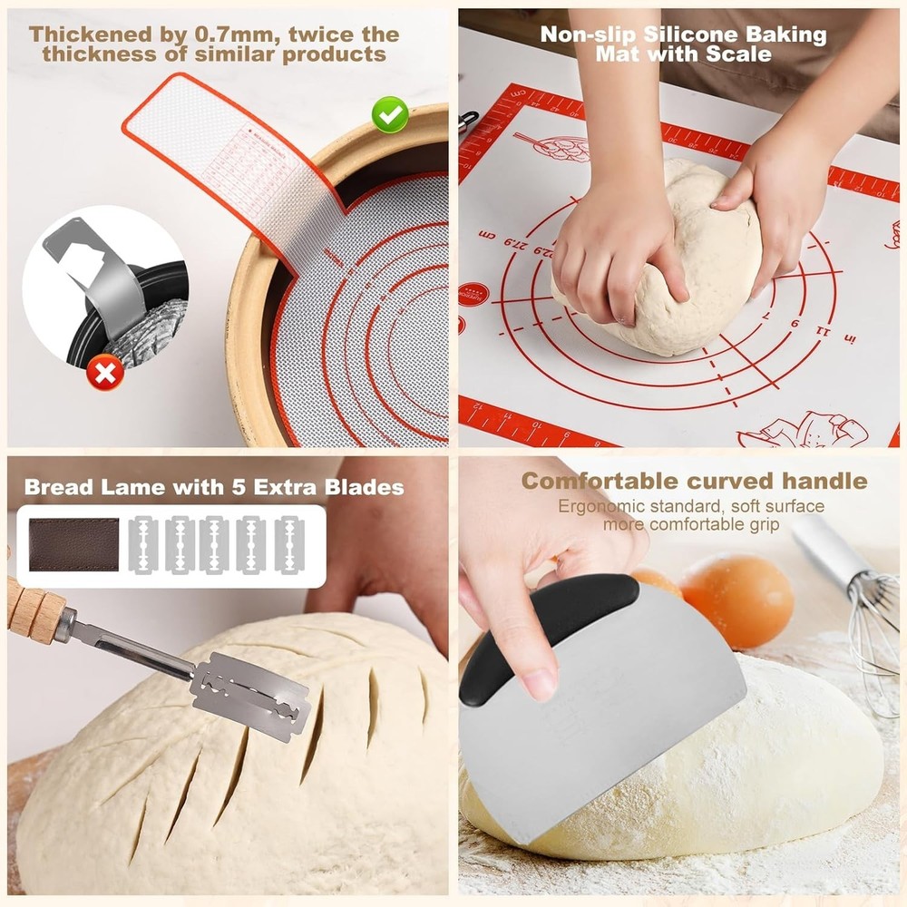 Sourdough Starter Kit Bread Baking Supplies | Proofing Basket Jar Tools Set