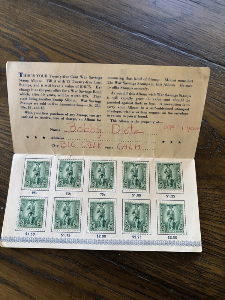 war bond stamp book