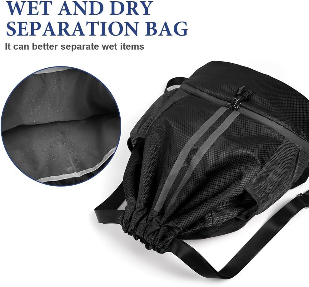 Drawstring Backpack, Waterproof Sports Large Gym Bag Black