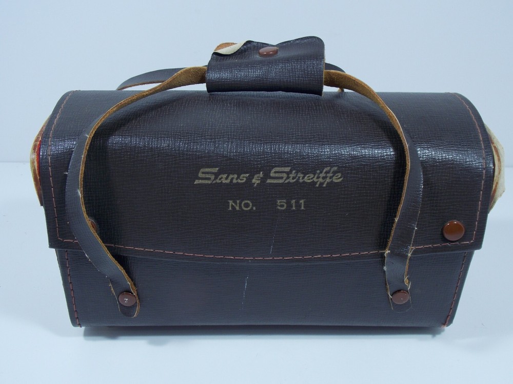 Vintage Sans & Streiffe No. 511 Lighted Microscope with Leather Case & Tools