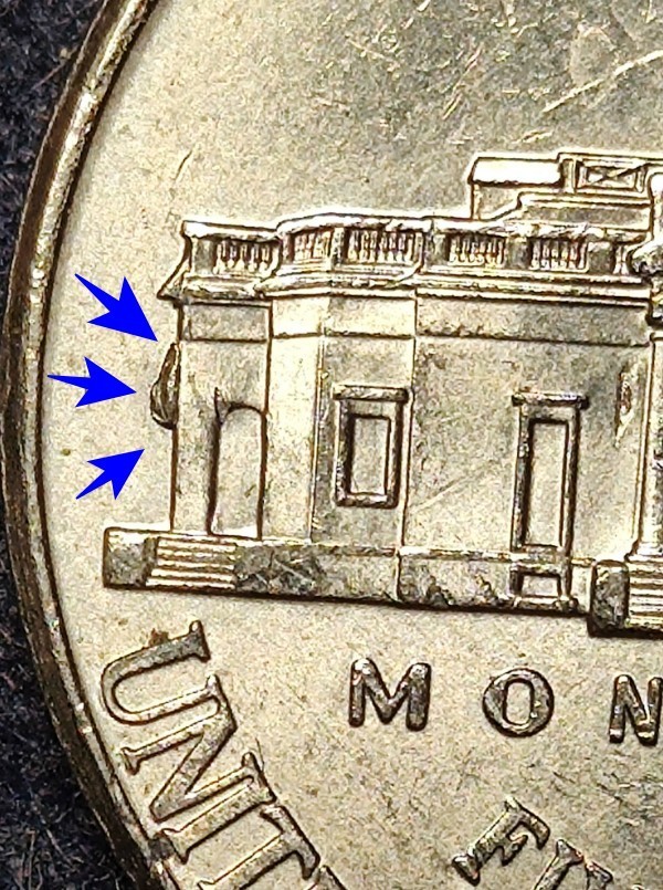 2017 P Jefferson Nickel - Reverse - Bee Hive & Die Chip  Reverse Error