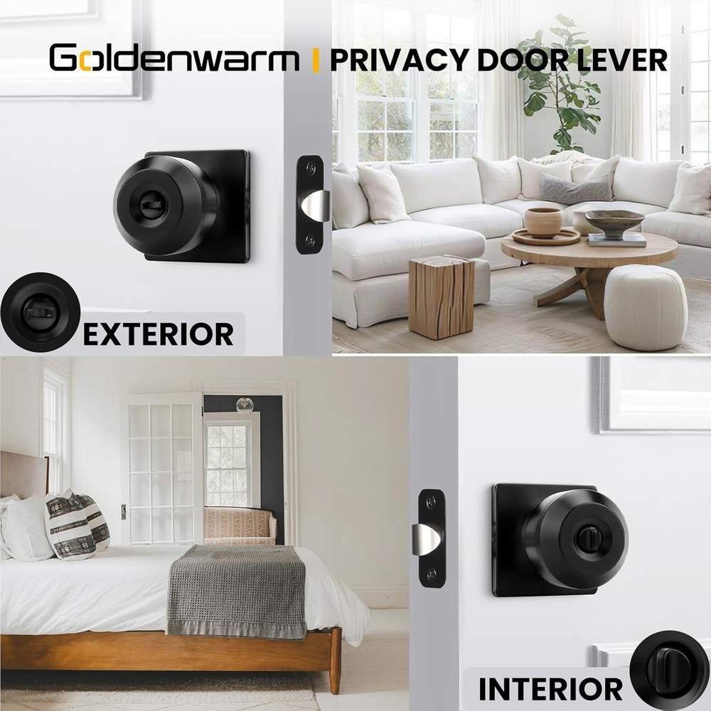 Black Door Knobs, Matte Black Privacy Door Knob Interior,SquareInteriorDoorKnobs