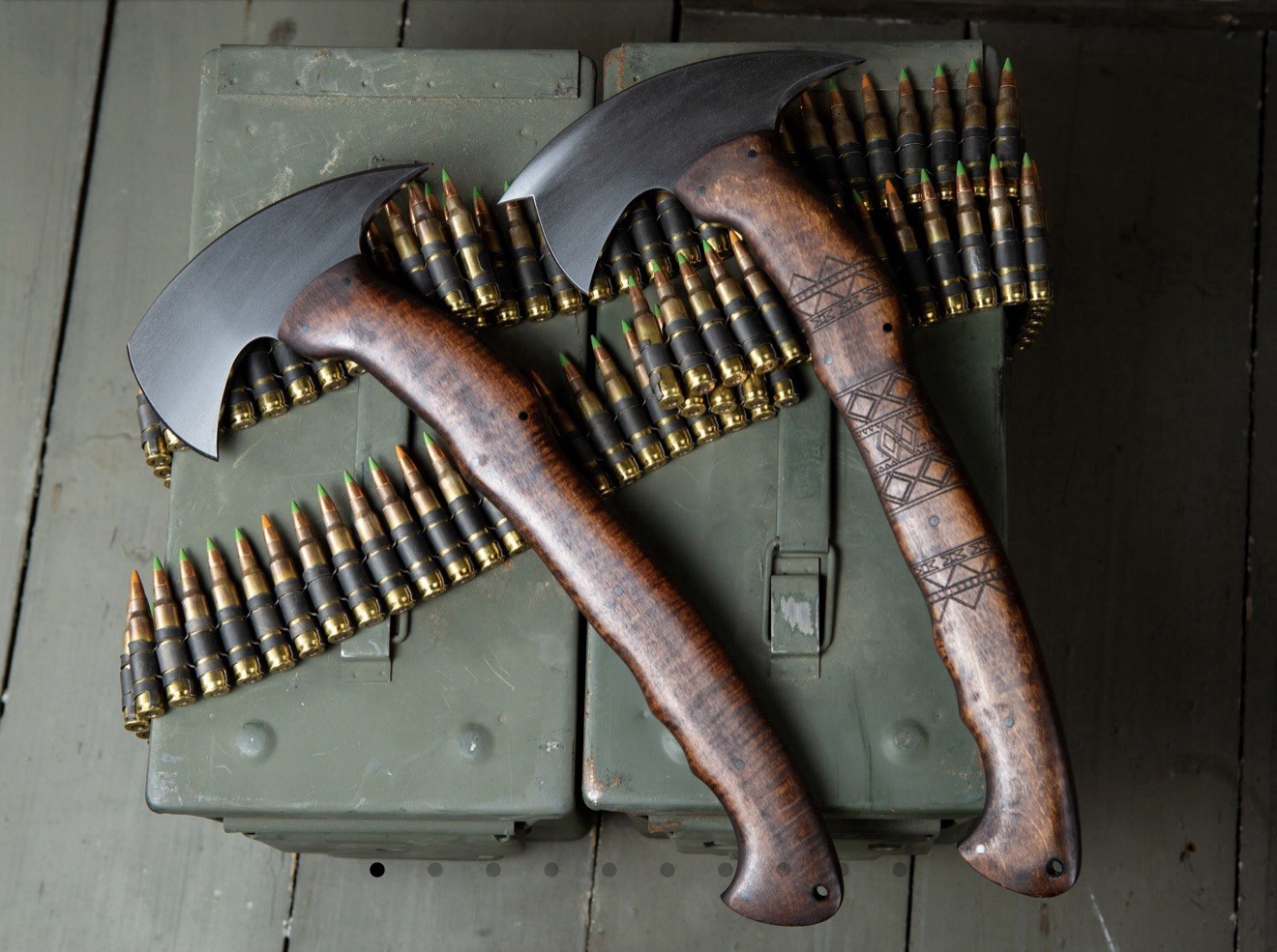 Set of 2 CUSTOM HANDMADE 15" REPLICA WINKLER RnD Tomahawk HUNTING/THROWING AXE