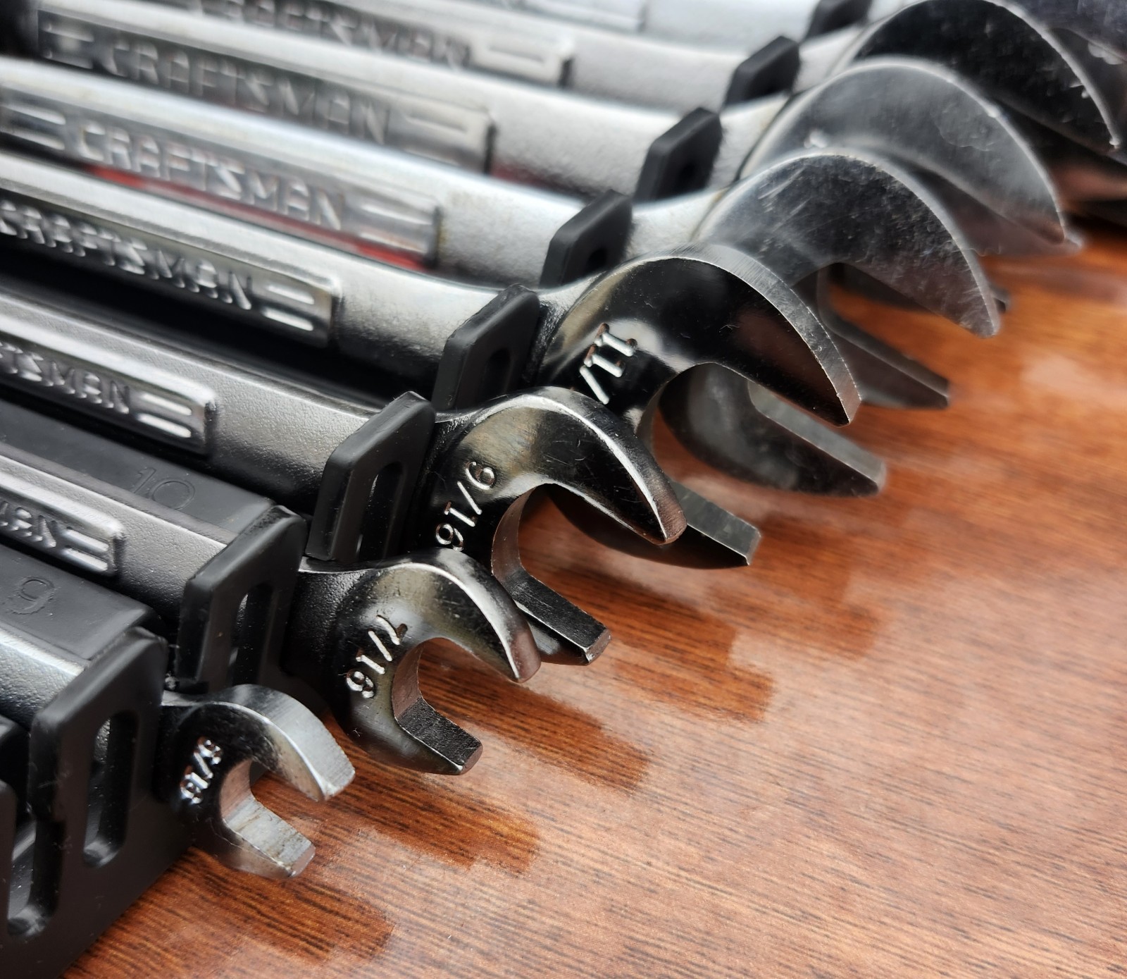 Craftsman SAE Double Open Wrench Set USA 1/4" to 1-1/8" - 10 Pcs Like New W Rail