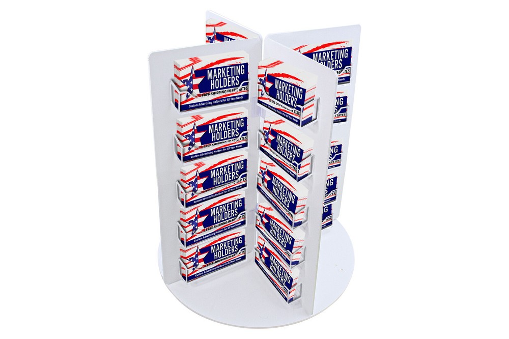 40 Multi Pockets Rotating Countertop Organizer Display Clear & White Premium