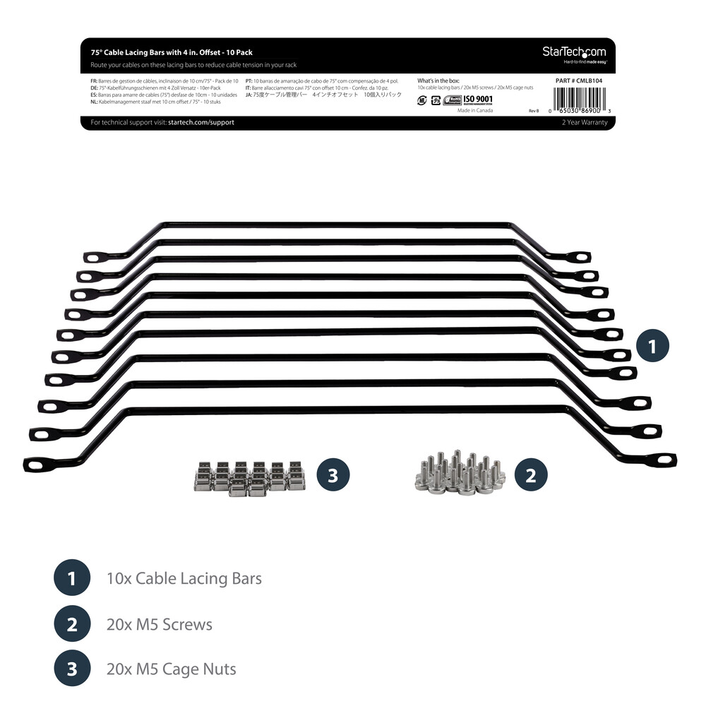 Startech.Com Cmlb104 Cable Lacing Bar Horizontal 10Pack Server Rack Management