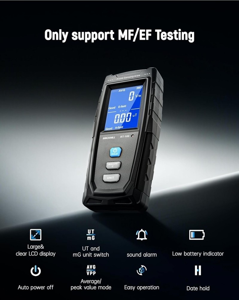 ERICKHILL EMF Meter, Detects Electric and Magnetic Fields, Handheld Digital
