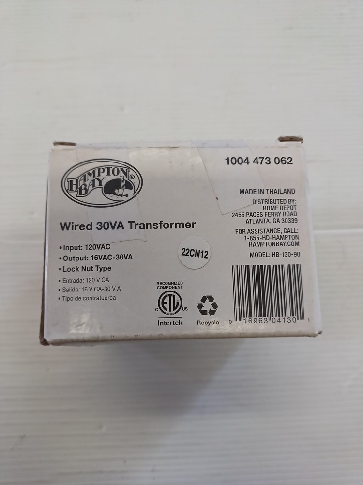 HAMPTON BAY WIRED 30VA TRANSFORMER 1004 473 062
