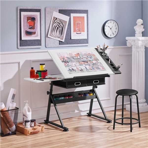 Height Adjustable Art Desk for Adults Tilting Tabletop Drafting Drawing Table
