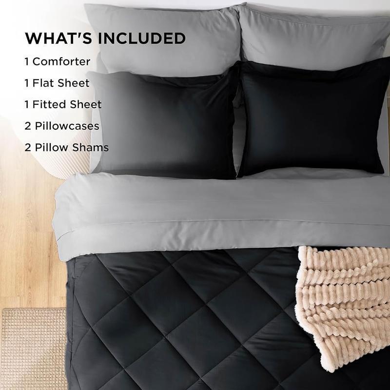 Reversible 7 Piece Full Comforter Set Bed in a Bag Down Alternative Soft Warm US