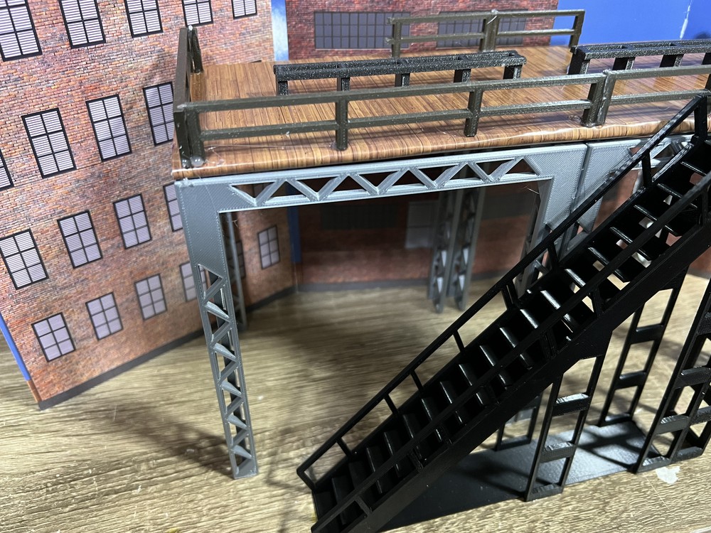 O Scale Passenger Platform Kit for Elevated Train or Raised Railroad with Stairs