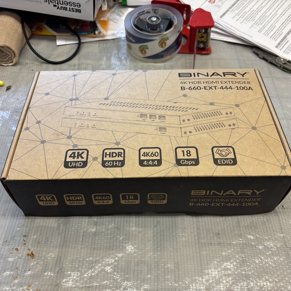 Binary B-660-EXT-444-100A  4K HDR  HDMI Extender . Transmitter and Receiver