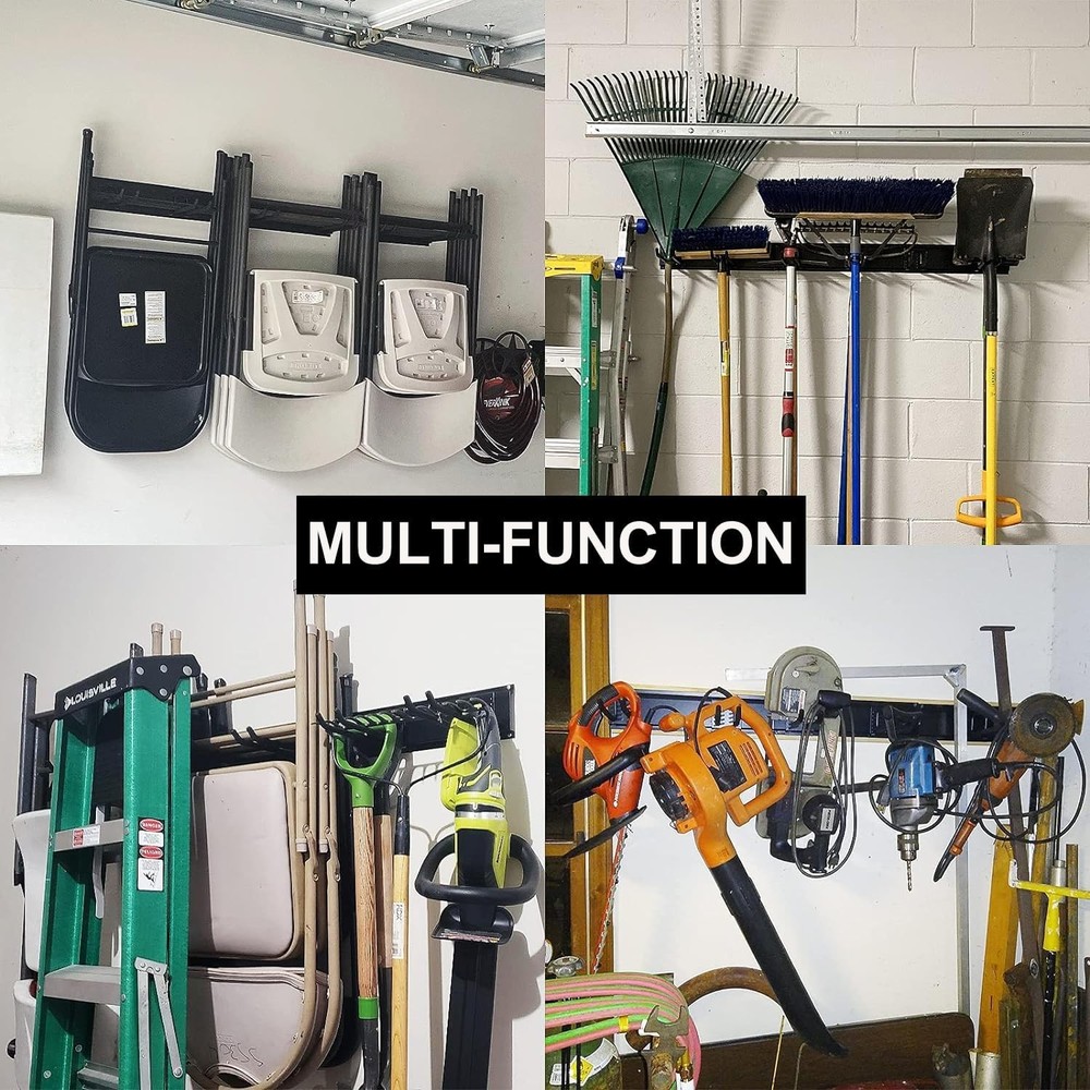 Wallmaster Garage Storage Organization Wall Mount, 12Hook+6Panel, Black